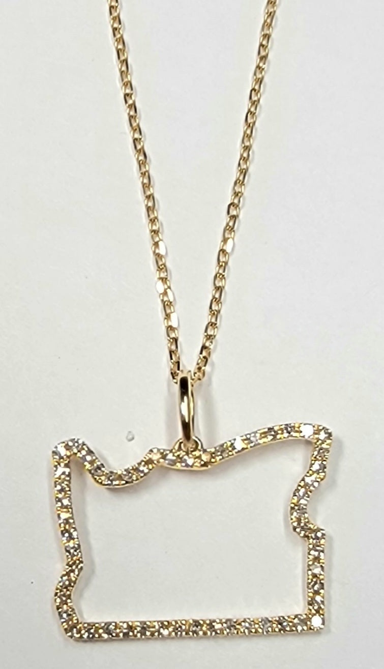 14kyg Oregon State diamond pendant