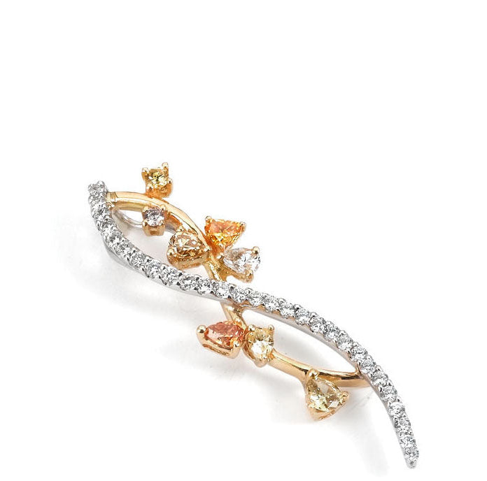 18k yellow and white gold diamond Fairy pendant