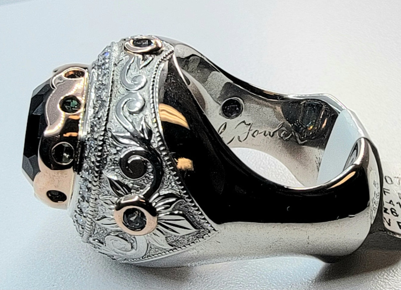 Elichai Fowler designer 12 carat Montana sapphire ring with diamonds