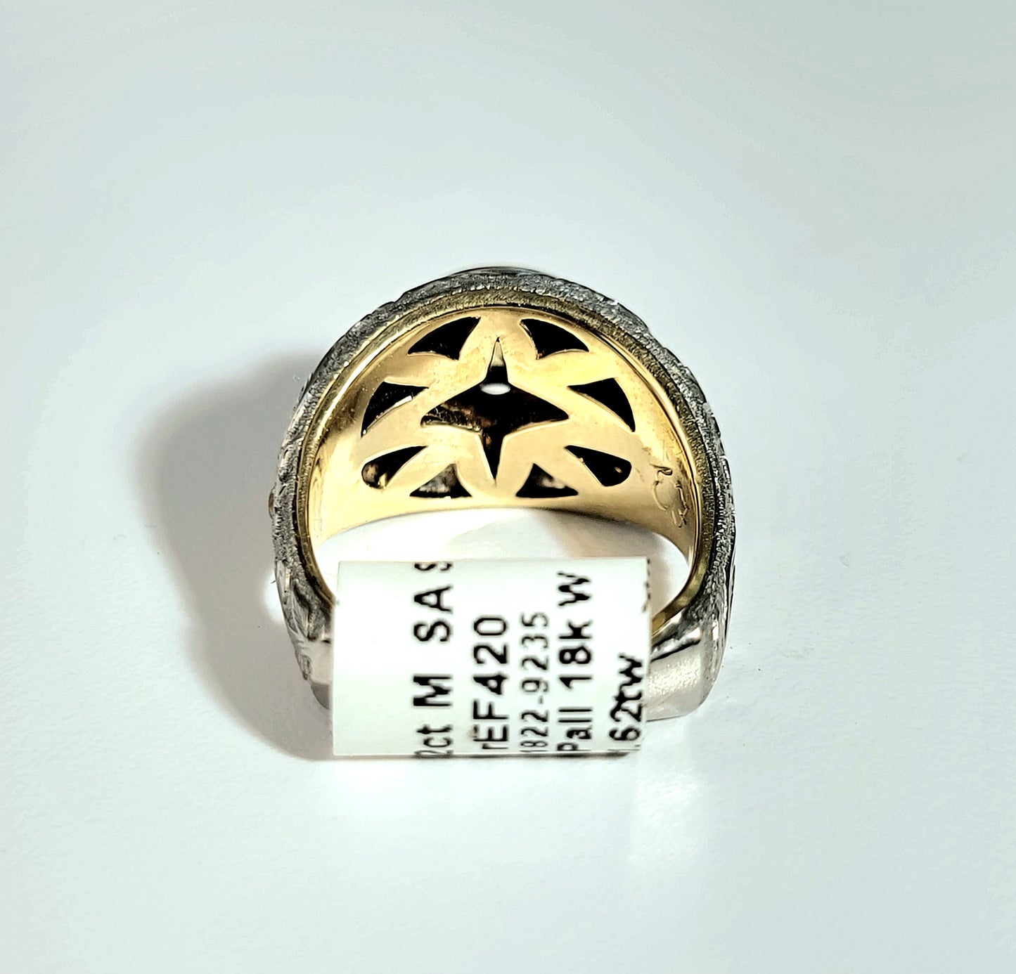 Platinum 14k gold orange Montana sapphire ring