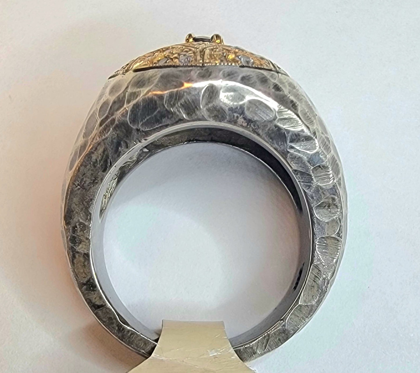 14k yellow gold and sterling silver Montana sapphire and diamond ring