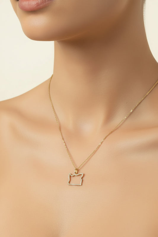 14k white gold diamond Oregon pendant