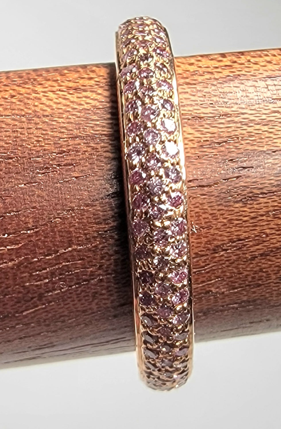 18k Rose gold and pink diamond stacking band