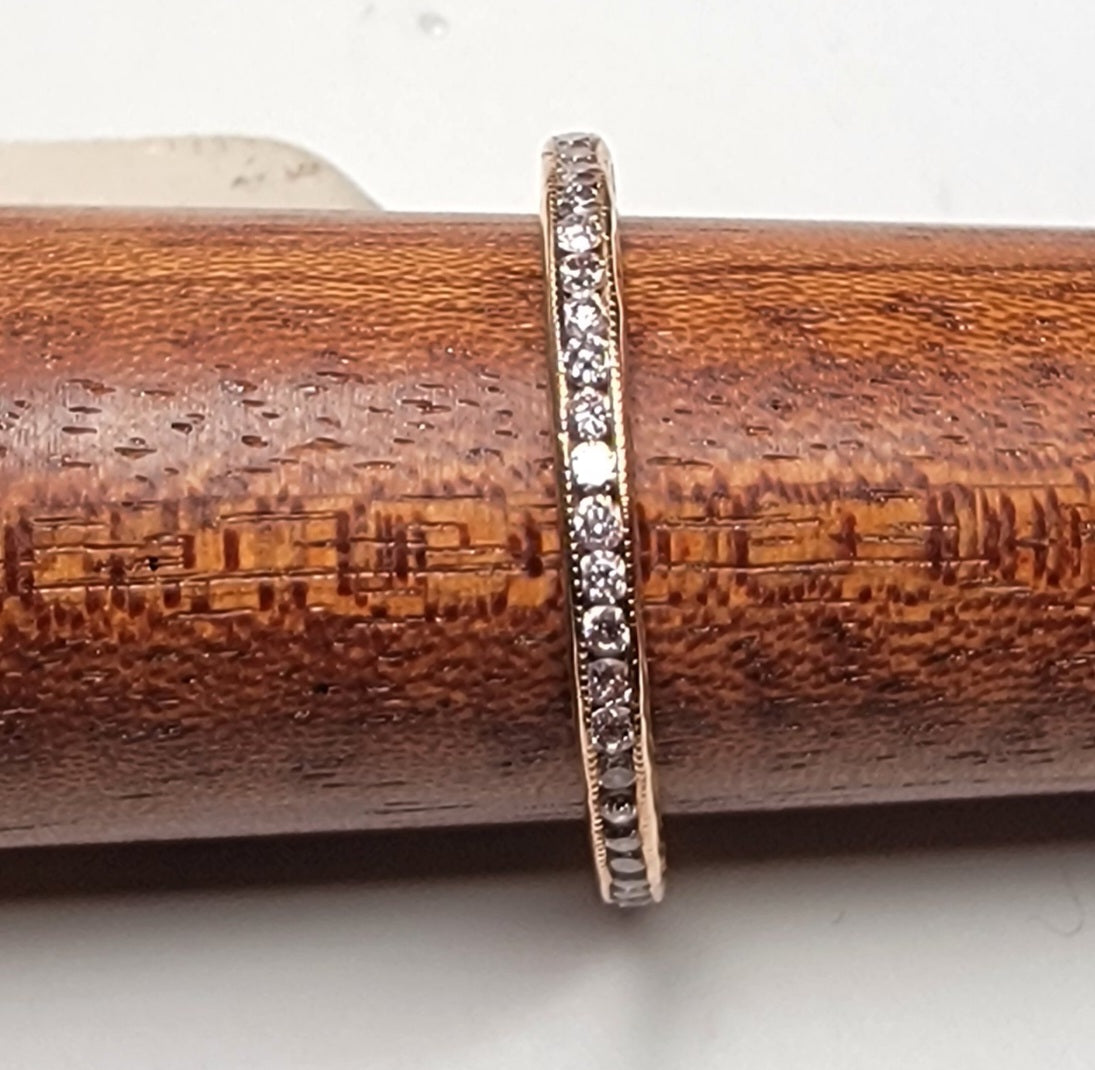 14k Rose gold and Champagne diamond band