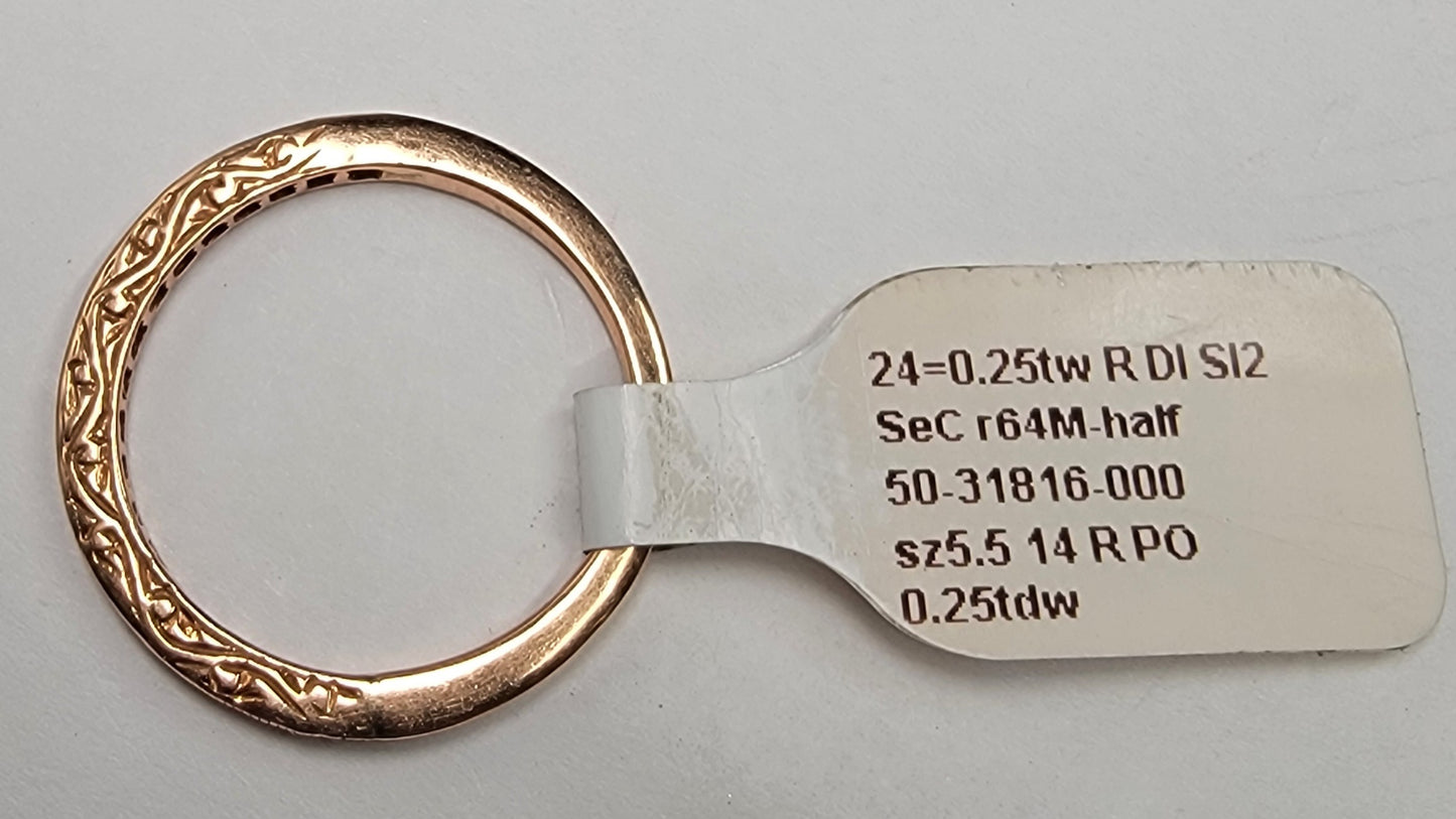 14k Rose gold and Champagne diamond band