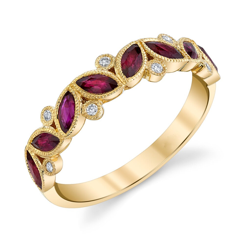 Ruby and diamond ring 18k gold