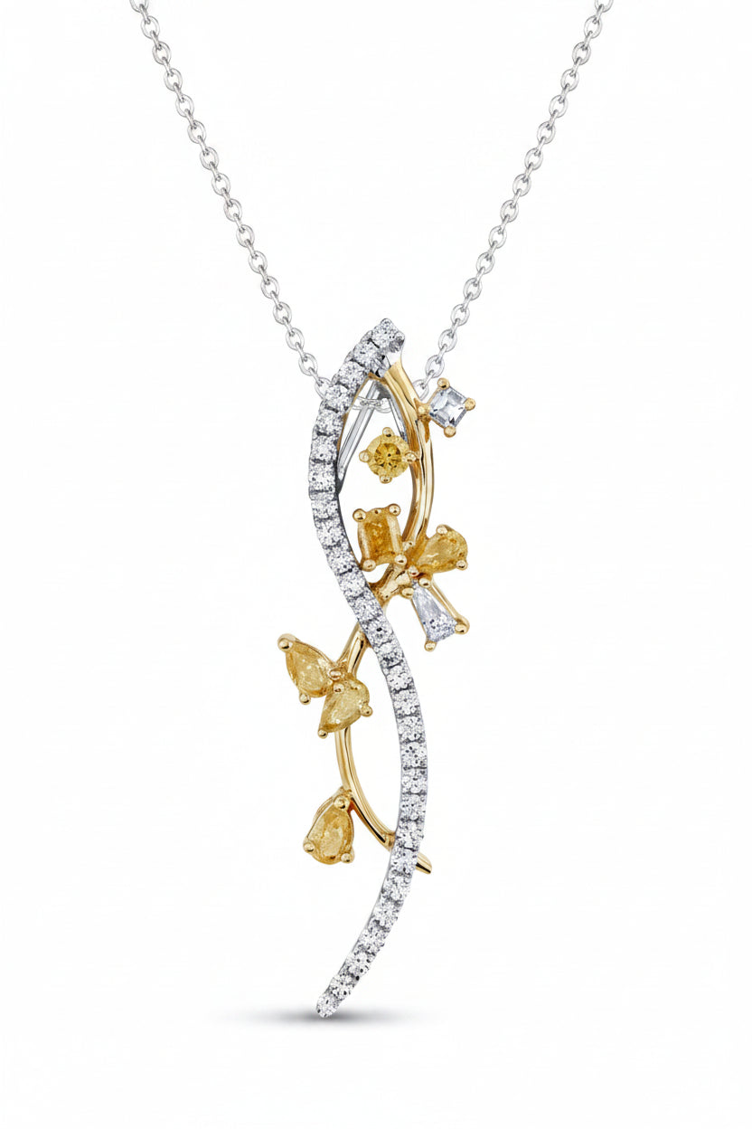18k yellow and white gold diamond Fairy pendant
