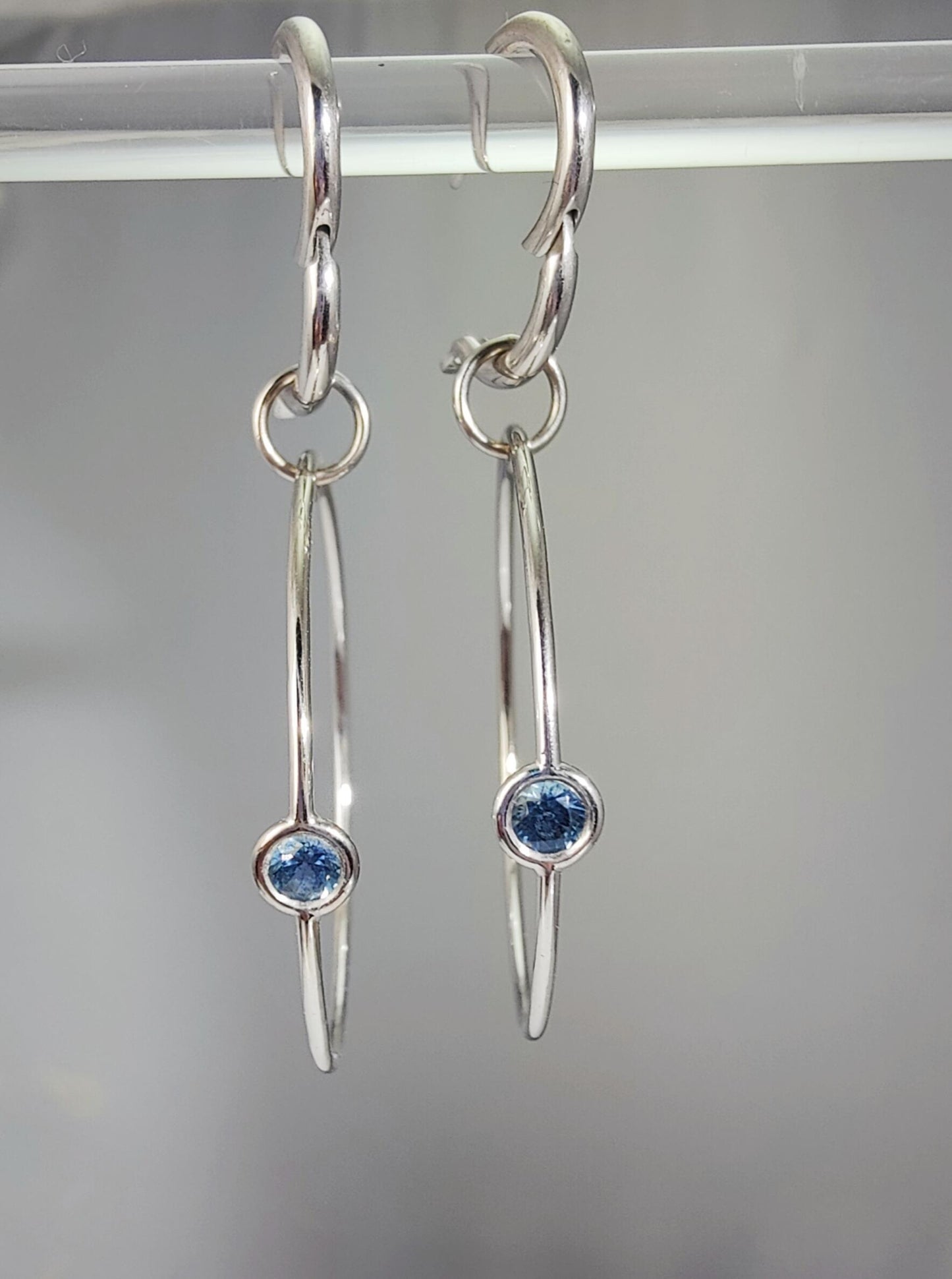 14k white gold Montana sapphire hoops