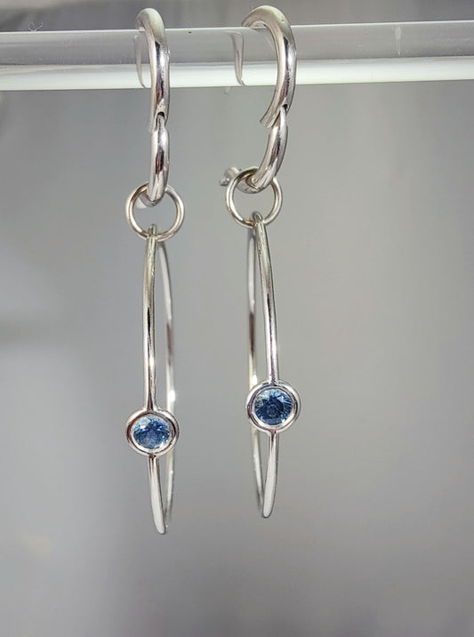 14k white gold Montana sapphire hoops