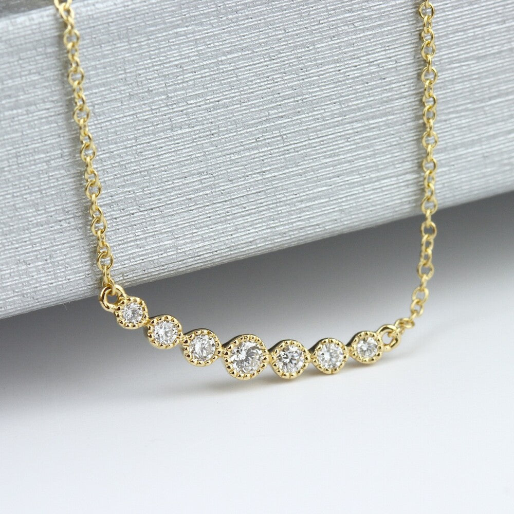 14k yellow gold 7 diamond bar necklace