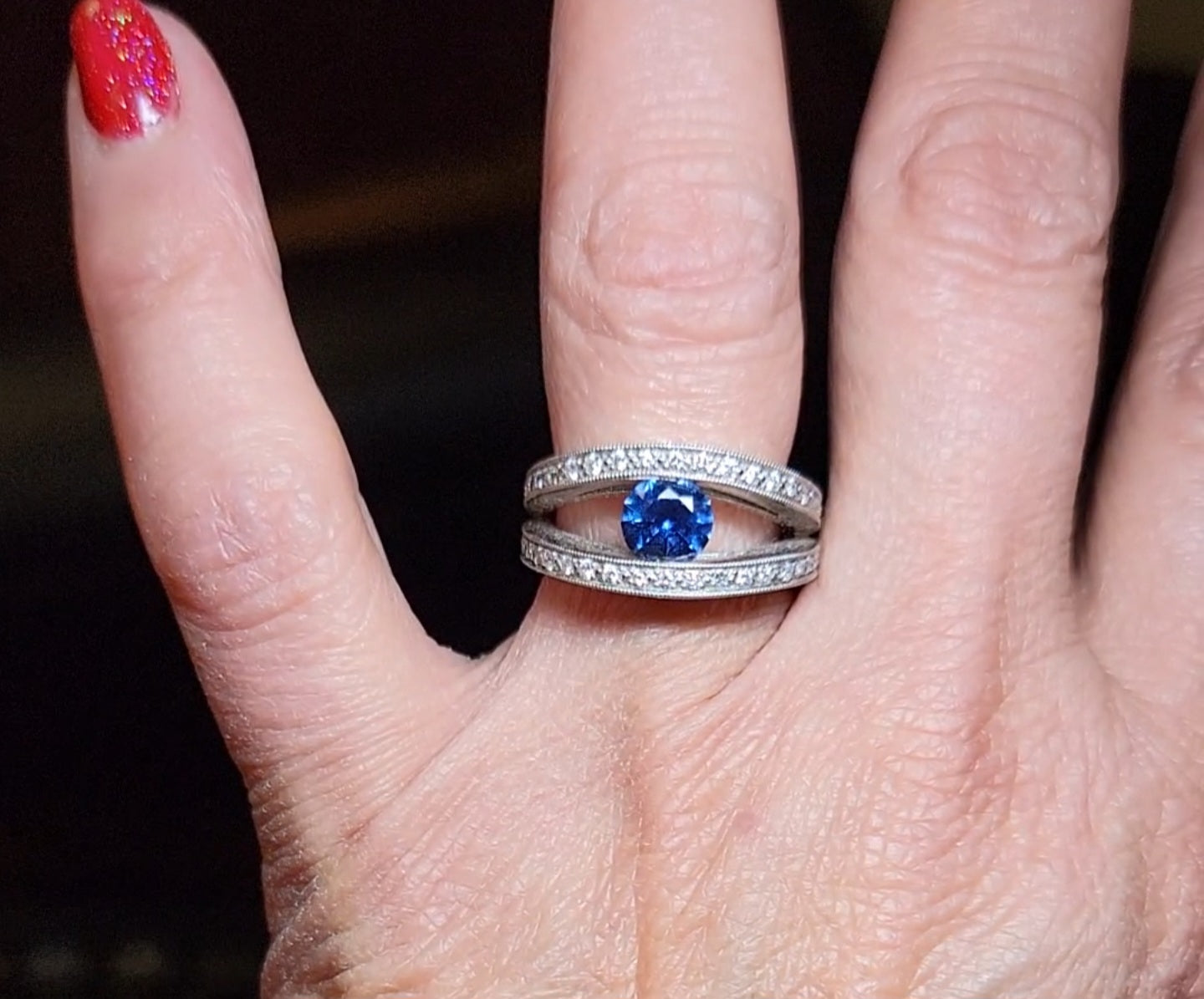 1.03 carat Montana Yogo sapphire and diamond ring