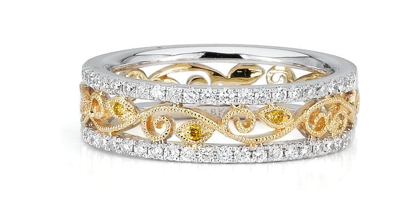 18k yellow and white gold diamond band