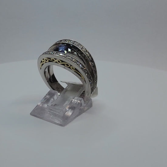 platinum 18k yellow gold 1.03 carat Montana Yogo and diamond ring