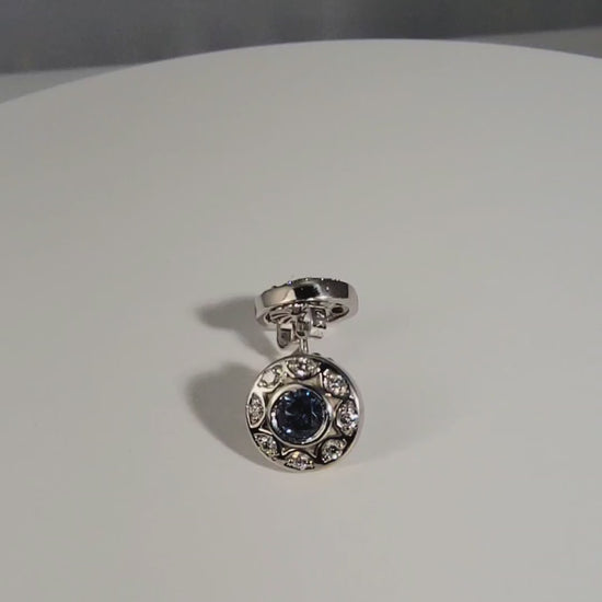 14k white gold Montana sapphire and diamond stud earrings