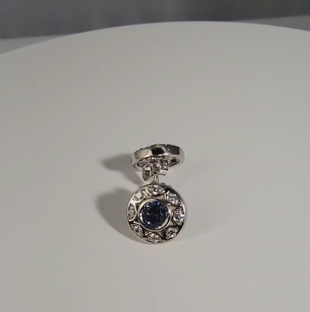 14k white gold Montana sapphire and diamond stud earrings