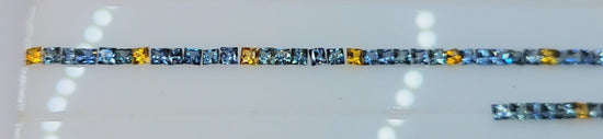 Loose square blue and gold Montana sapphire matched suite for a bracelet