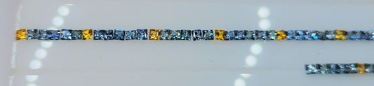 Loose square blue and gold Montana sapphire matched suite for a bracelet