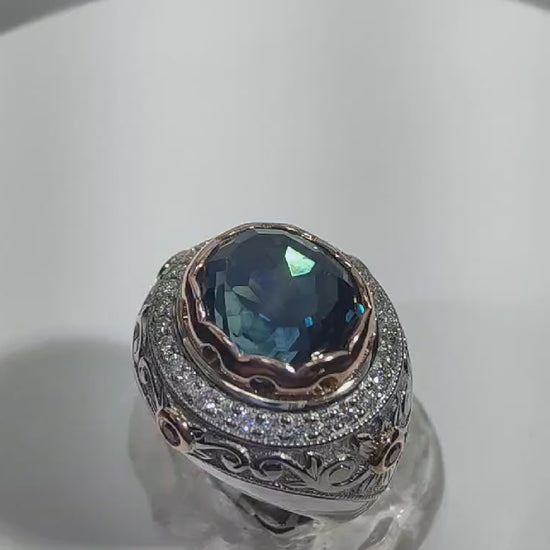 Montana sapphire and diamond ring