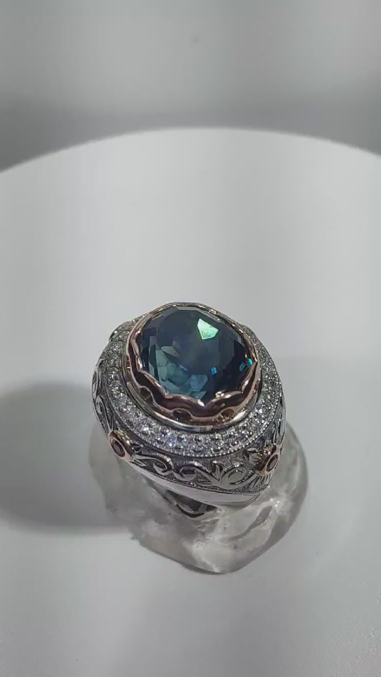 Montana sapphire and diamond ring