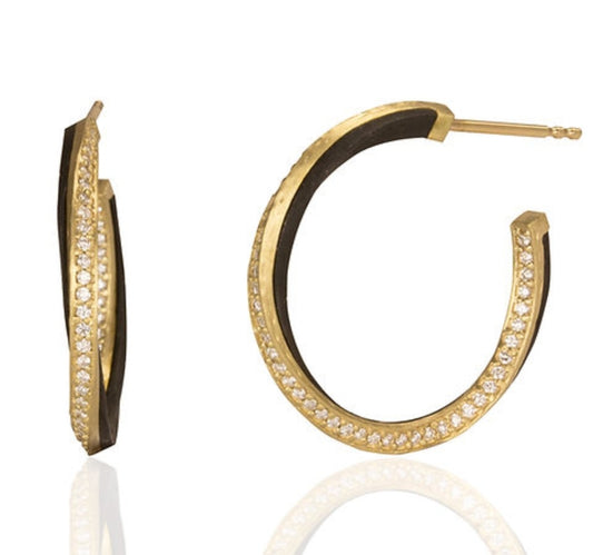 18k gold and diamond hoops